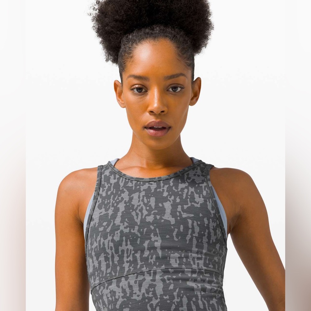 lululemon power pivot reversible tank charcoal camo size 4 NWT $88